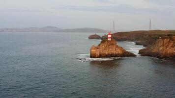 Coastal wonder. A bird's eye view of the Basargin lighthouse video