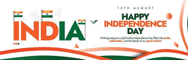 15th August Indian Independence day banner, post, card design. Happy independence day India celebration banner with its flag and flag colours design elements and text. The day celebrates Freedom. vector