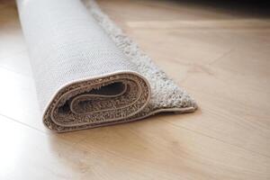 carpet texture background on wooden floor with copy space photo