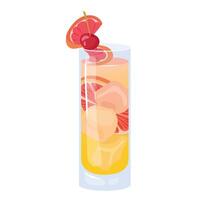 Cocktail with grapefruit. Summer refreshing drink, lemonade with grapefruit and mint. Beach Holidays, summer vacation, party, cafe-bar, recreation concept. Isolated Illustration. vector