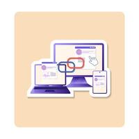 Deep link sticker illustration. Deep Link SEO Digital Marketing Glyph Icon Design, Cloud computing and Internet hosting services Symbol. vector