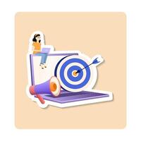 Niche marketing sticker sticker illustration. Behavioral targeting concept. Target dart. Marketing segmentation, customers care, customer relationship management, CRM vector