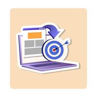 Landing page sticker illustration. Concept of Seo Optimization for website and mobile website. Landing page template. 3D sticker illustrations. vector