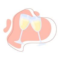Two glasses toasting with white wine on abstract background vector