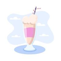 Delicious milkshake is waiting on a blue background vector