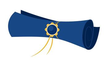 Graduation diploma in flat style. Element for design isolated on white background. vector
