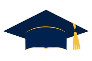 Blue graduation cap in flat style. Element for design isolated on white background. vector