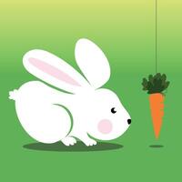 cute white rabbit carrot trap vector