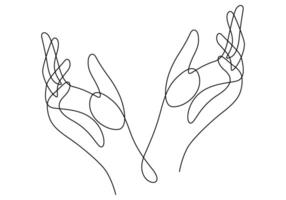 caring hands one line drawing continuous minimalist vector