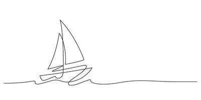 sailboat continuous line drawing minimalist vector