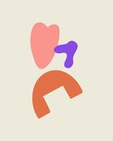 Poster with abstract shapes. Hand drawn heart, arch, figure. Abstract contemporary illustration for kids. Background for decoration, print. vector