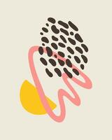 Poster with abstract shapes. Hand drawn various shapes and doodle objects. Abstract contemporary illustration for kids. Background for decoration, print, social post. vector