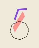 Poster with abstract shapes. Hand drawn geometric figure octagon, parallelogram. Abstract contemporary illustration for kids. Background for decoration, print, social post and stories. vector