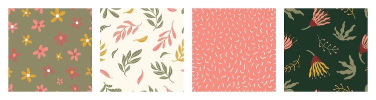 Set of floral seamless patterns. Collection flower vector