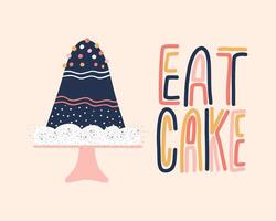 Chocolate cake with colorful candies on background vector