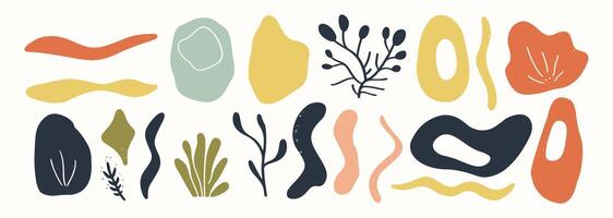 Set of abstract organic shape. hand drawn doodle art. blob vector