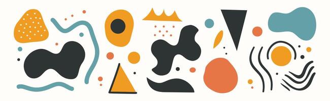 Set of abstract organic shape. hand drawn doodle art. blob vector