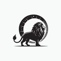 Black and white silhouette lion illustration. Silhouette illustration of a lion. logo vector