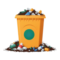 garbage can with trash and plastic bottles on it png