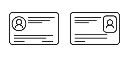 ID Card icon set. Driver's license Identification card simple black style sign for apps and website illustration vector