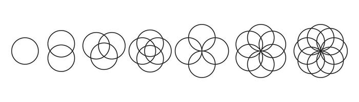 simple overlapping circles grunge drawing, diagram icons in line style design for website, app, UI, also interlocked rounds style. illustration. Isolated on white background. vector