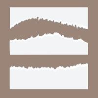White ripped paper strips collection. Realistic paper scraps with torn edges. Sticky notes, shreds of notebook pages. vector
