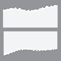 White ripped paper strips collection. Realistic paper scraps with torn edges. Sticky notes, shreds of notebook pages. vector