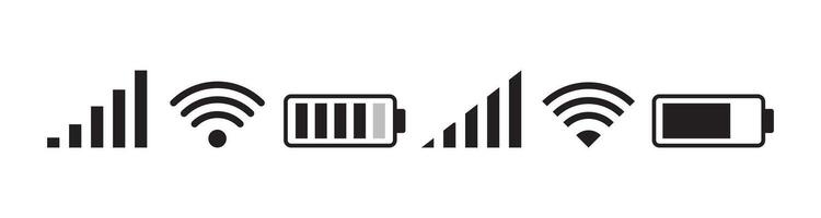 set of phone signal, WIFI and battery health status bar icon isolated on white background eps 10. vector