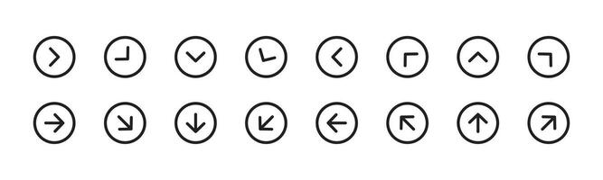 Arrow icon set in line style, arrow simple black symbol sign for apps, UI, and website, Control button, Navigation arrow, vector