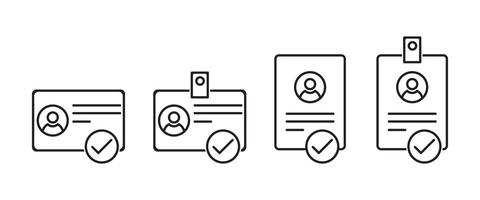 ID Card icon collection. Employee clerk card, driver license, Identification card, Identification Card outline vector
