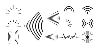 Sound wave set. Sound waves, Equalizer, Audio waves, Radio signal, Music. Recording. Analog and digital audio signal. illustration. eps 10 vector