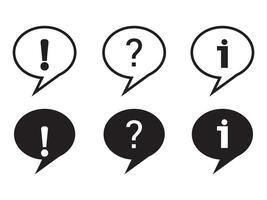 Question, exclamation and information mark with speech bubble icon in line style. mark simple black style symbol sign for apps and website illustration eps 10 vector