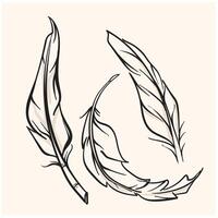 Pen Feather With illustration style doodle and line art vector