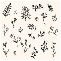 Set of flowers for background, pattern, design of notebook, notebook, concentration paper With illustration style doodle and line art vector