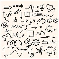 Set of cute pen line doodle element . Hand drawn doodle style collection of heart, arrows, scribble, star, speech bubble, words With illustration style doodle and line art vector