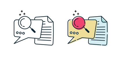 Minimalist document research concept flat illustration with outline vector