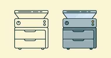Photocopy or printer machine with open scanner lid minimalist flat illustration with outline vector