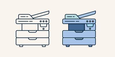 Modern photocopy and scanner machine minimalist flat illustration with outline vector
