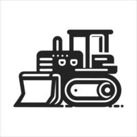 Bulldozer Black White Icon vector