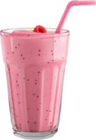 a pink smoothie with a straw and a raspberry png
