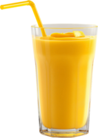 a glass of orange juice with a straw png