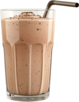 chocolate milkshake with a straw on a transparent background png