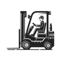 Chic Forklift Design. Black and White Icon vector