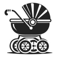 Sleek Baby Carriage Silhouette in Simple Format vector