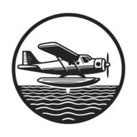 Black and White Floatplane Silhouette vector