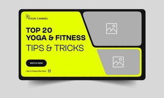 Daily body fitness techniques thumbnail design, workout plan tips and tricks thumbnail, editable eps 10 file format vector