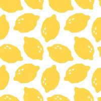 Lemons cartoon seamless pattern isolated on white background. Lemons geometric print for fabric, paper, design. vector