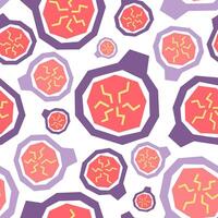 Figs cartoon seamless pattern. Tropical fruits background isolated on white. Figs slice geometric print for fabric, paper, design vector