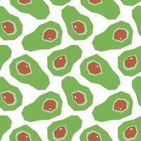 Avocado cartoon seamless pattern. Tropical fruits background isolated on white. Avocado slice geometric print for fabric, paper, design. vector
