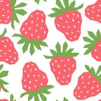 Strawberry cartoon seamless pattern isolated on white background. Strawberry geometric print for fabric, paper, design. vector